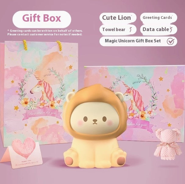 Cozy Lion Night Light – Rechargeable & Dimmable Lamp