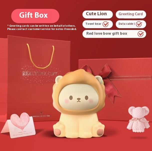 Cozy Lion Night Light – Rechargeable & Dimmable Lamp