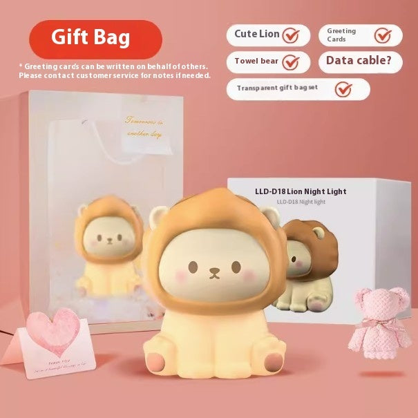 Cozy Lion Night Light – Rechargeable & Dimmable Lamp