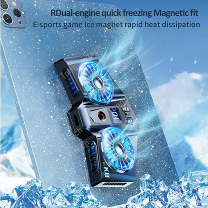 Alloy Magnetic Semiconductor Phone Cooler Dual Cooling Fan Radiator Rapid Heat Sink for Laptop Tablet Ipad Notebook Macbook Pro