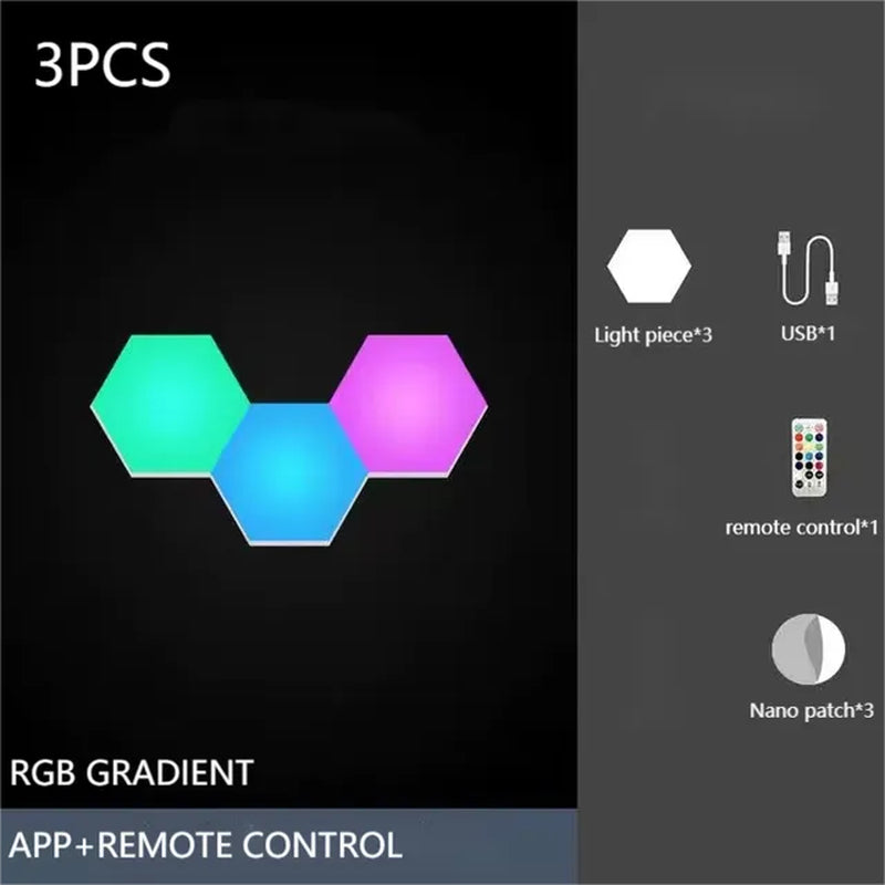 RGB Hexagonal Light Game Atmosphere Light Intelligent Voice Control Induction Bluetooth APP Remote Control Rhythm Light
