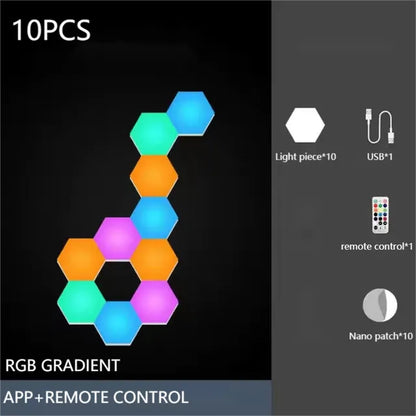 RGB Hexagonal Light Game Atmosphere Light Intelligent Voice Control Induction Bluetooth APP Remote Control Rhythm Light